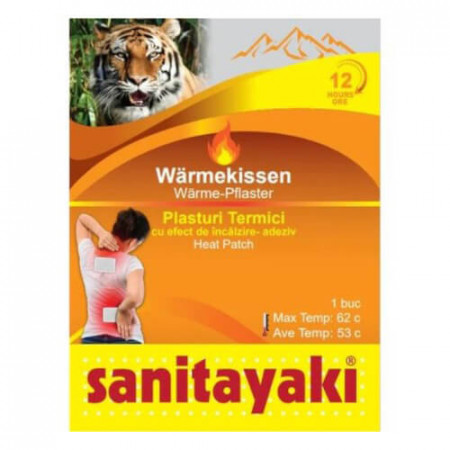 Plasture termic cu efect de încalzire Sanitayaki, 13X9.5cm, 12 ore, Turda Pharm