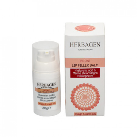 Balsam de buze filler instant cu microsfere de acid hialuronic si atellocolagen, 30g, Herbagen