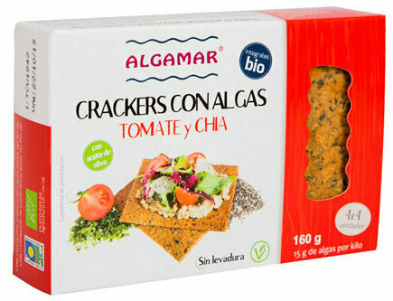 Crackers cu rosii, chia si alge marine bio 160g Algamar