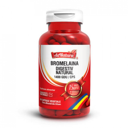 Bromelaina digestiv natura, 1400GDU, 60cps, AdNatura