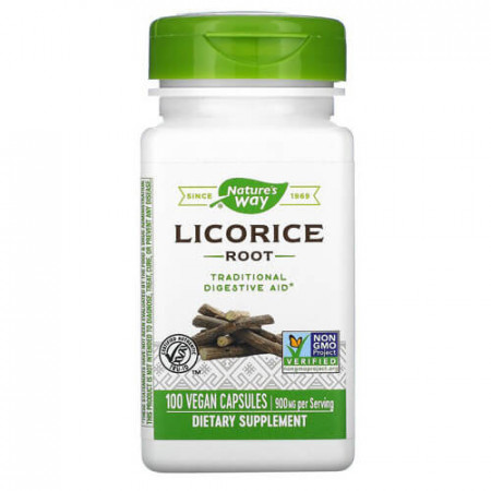 Lemn dulce (Licorice) 450mg, 100 capsule vegetale, Nature's Way