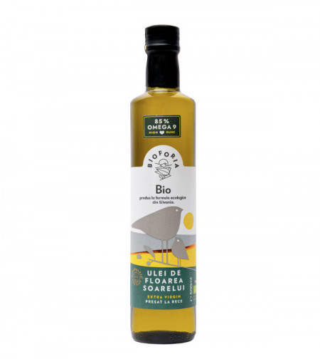 Ulei de floarea soarelui presat la rece, high oleic, bio 500ml Bioforia