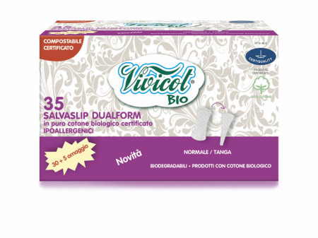 Protej slip din bumbac bio hipoalergenic, compostabil - Dual form ( 35 buc ) - VIVICOT BIO
