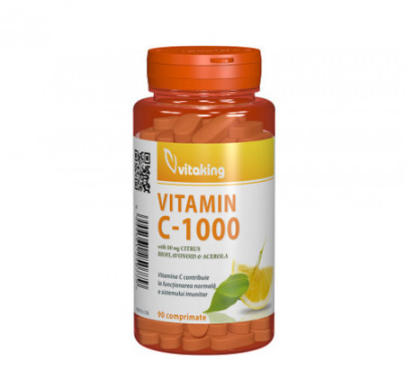 Vitamina C 1000 mg cu bioflavonoide, acerola si macese ,90cps, Vitaking
