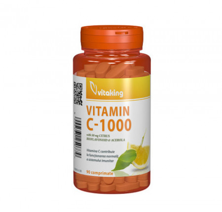 Vitamina C 1000 mg cu bioflavonoide, acerola si macese ,90tab, Vitaking