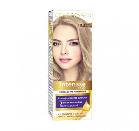 Vopsea de par permanenta Intensse Color 10.3 Blond Natural, 50 ml, Gerocossen