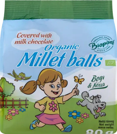 Bilute din mei expandat invelite in ciocolata, fara gluten, bio 80g Biopont