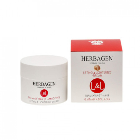 Crema lifting și luminozitate cu extract de melc L&L, 50g, Herbagen