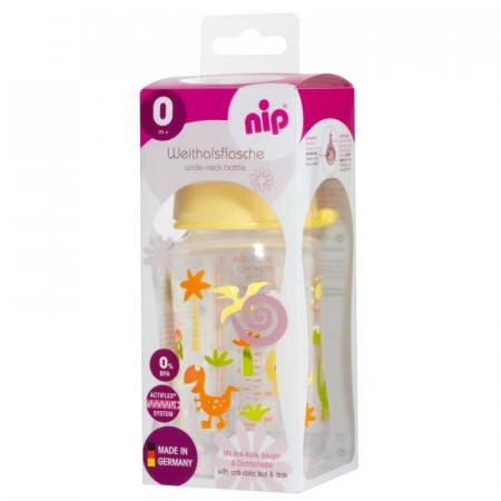 Biberon cu gat larg Unisex PP 260 ml, tetina silicon ortodontica, debit mediu,0+ luni, nip 35040, Abi Solutions