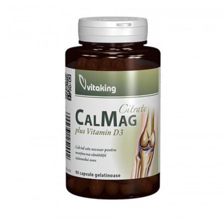 Calciu-Magneziu cu vitamina D3, 90cps gelatinoase, Vitaking
