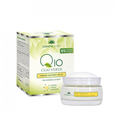 Cremă antirid de zi Q10, ceai verde&complex mineral energizant, 50ml, Cosmetic Plant