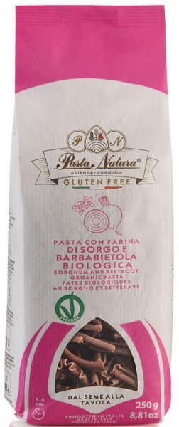 Paste din faina de sorg cu sfecla rosie bio fara gluten, 250g Pasta Natura
