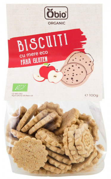 Biscuiti cu mere fara gluten bio 100g Obio