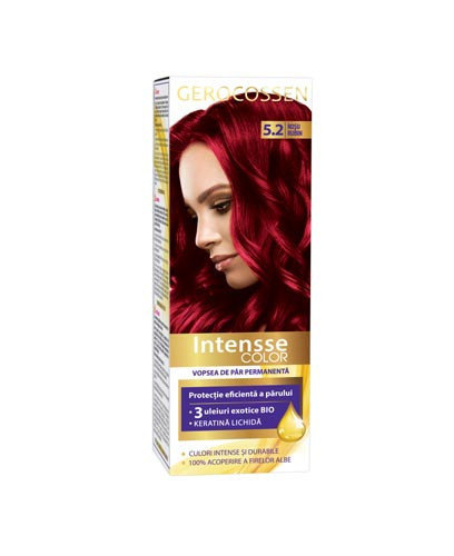 Vopsea de par permanenta Intensse Color 5.2 Rosu Rubin, 50 ml, Gerocossen
