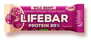 Lifebar baton proteic cu fructe de padure raw bio 47g
