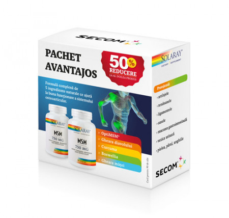 MSM 90cps*2 buc - 50% la al doilea produs, Solaray