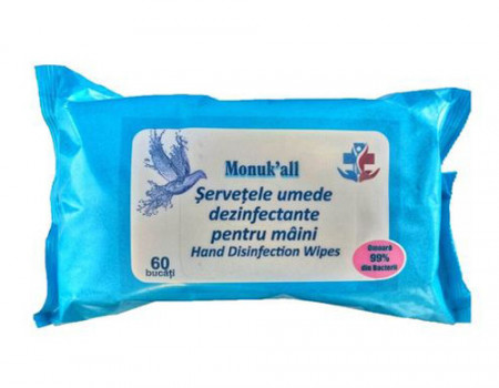 Servetele umede dezinfectante pentru maini, 60buc, FLM Grup