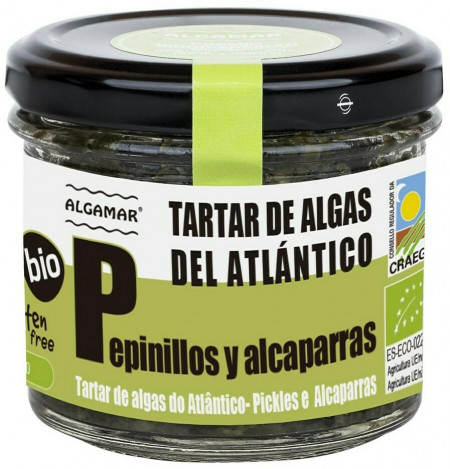 Tartar de alge marine cu castraveti murati si capere bio 100g Algamar