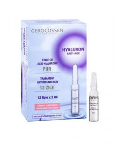 Fiole cu acid hialuronic pur Hyaluron Anti-Age, 12 x 2ml, Gerocossen