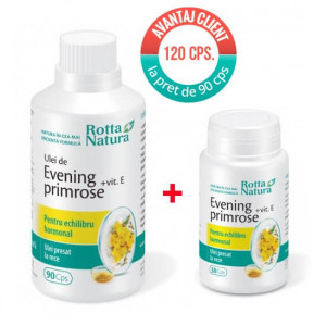 Pachet Evening Primrose + Vitamina E, 90cps+30cps, Rotta Natura