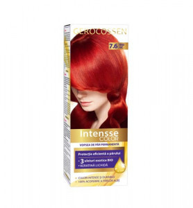 Vopsea de par permanenta Intensse Color 7.6 Rosu Foc, 50 ml, Gerocossen