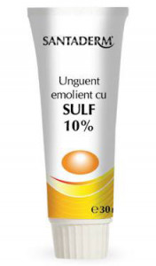 Unguent emolient cu Sulf 10%, Santaderm, 30ml, Vitalia Pharma