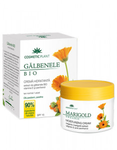 Crema hidratanta galbenele bio cu vitamina E si pantenol, SPF15, 50ml, Cosmetic Plant