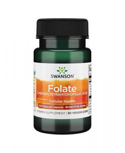 Folat 400mcg, 30cps, Swanson