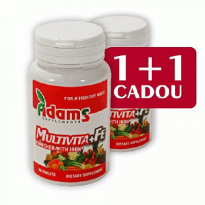 Multivita + Fe, 30tab, pachet 1+1, Adams Vision
