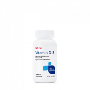 Vitamina D3 125mcg (5000 Ui) naturala 100% din Lanolina, 180tab, GNC