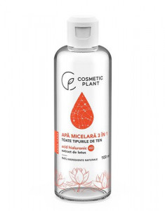 Apa micelara 3 în 1 cu acid hialuronic 4D & extract de lotus, 100ml, Cosmetic Plant