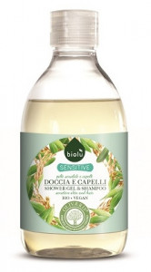 Biolu Gel de dus - sampon pentru bebelusi si adulti, SENSITIVE bio 300ml
