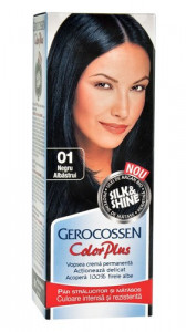 Color plus vopsea pentru par 0.1. negru albastrui, 50 ml vopsea de par + 50 ml oxidant, Gerocossen