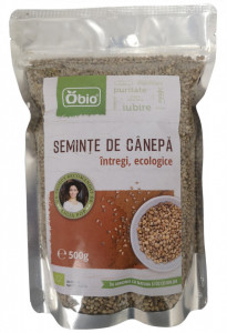 Seminte de canepa intregi raw eco, 500g, Obio