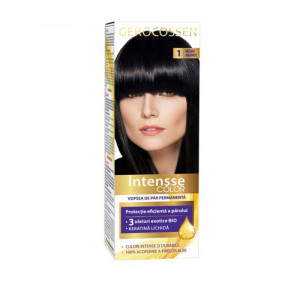 Vopsea de par permanenta Intensse Color 1 Negru Abanos, 50 ml, Gerocossen