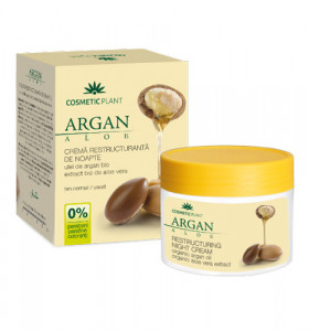 Crema restructuranta de noapte cu ulei de argan bio si extract bio de aloe vera, 50ml, Cosmetic Plant