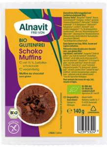 Briose cu ciocolata fara gluten,bio, 140g, 2 buc. Alnavit