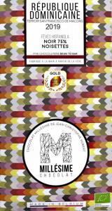 Ciocolata belgiana artizanala cu alune de padure, Republique Dominicaine, eco 70g, Millesime