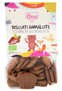 Biscuiti animalute cu spelta si cacao bio 100g Obio