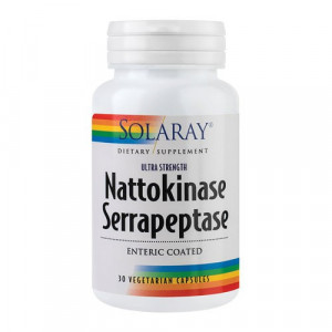 Nattokinase Serrapeptase, 30cps protejate enteric, Solaray