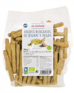Sticks din grau integral cu susan si alge marine bio 100g Algamar
