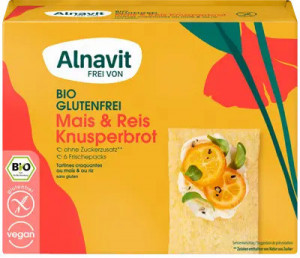 Crispbread (painici) din porumb si orez fara gluten, bio, 150g Alnavit