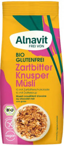 Musli crocant cu ciocolata neagra fara gluten, bio, 300g Alnavit