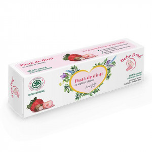 Pasta de dinti cu argila & capsuni, 50ml, Bebe Drag