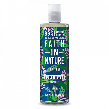 Gel de dus natural, purifiant, cu Tea Tree, Faith in Nature, 400 ml