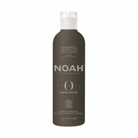 Sampon BIO purificator cu ulei esential de menta pentru par si scalp gras, Noah, 250 ml