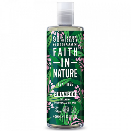 Sampon natural purificator cu ulei din arbore de ceai, pentru par gras cu matreata, Faith in Nature, 400 ml