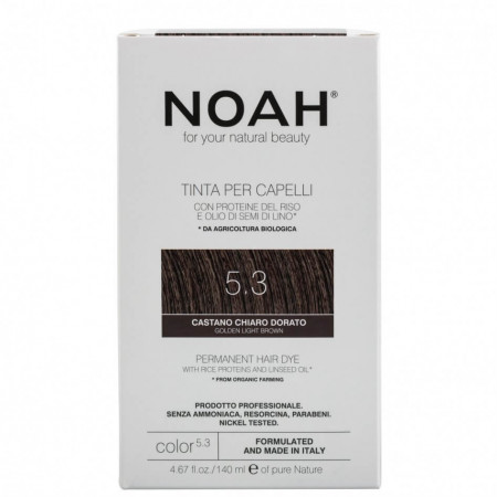 Vopsea de par naturala, Saten auriu deschis, 5.3, Noah, 140 ml
