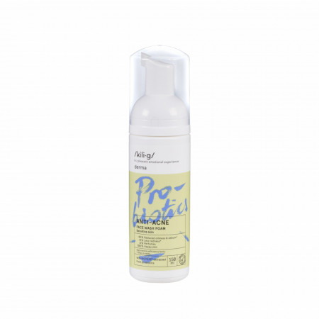 Spuma de curatare faciala cu probiotice pentru ten sensibil si acneic, KILIG DERMA, 150 ml