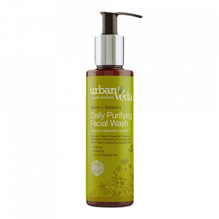 Gel de curatare facial cu ulei de neem pentru ten gras, Purifying - Urban Veda, 150 ml